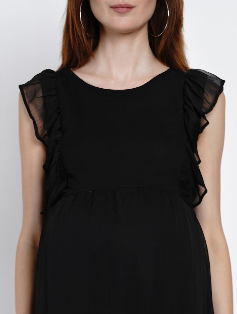 black ruffled maternity dress - 19409183 - Standard Image - 5