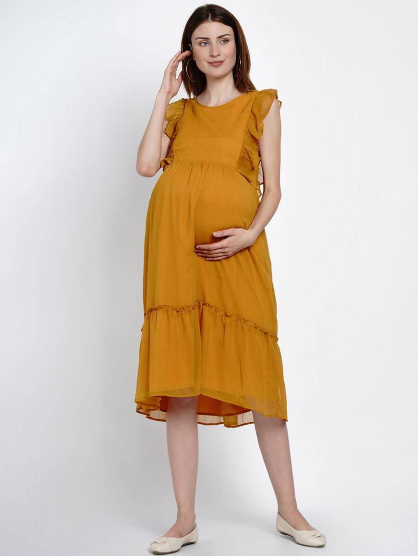 yellow ruffled maternity dress - 19409184 - Zoom Image - 0