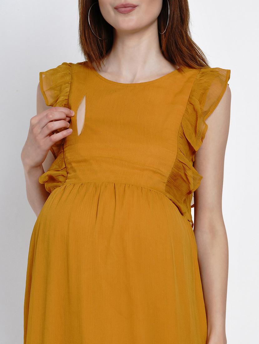 yellow ruffled maternity dress - 19409184 - Standard Image - 5