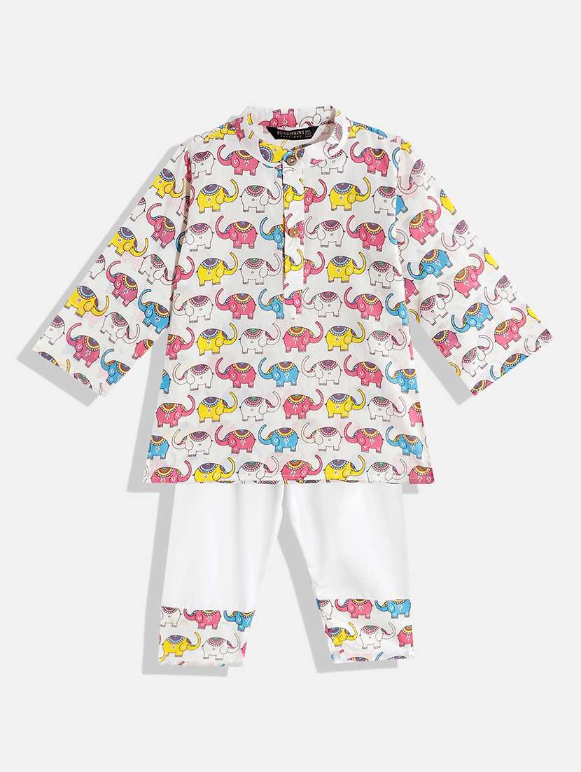 boys white cotton kurta set