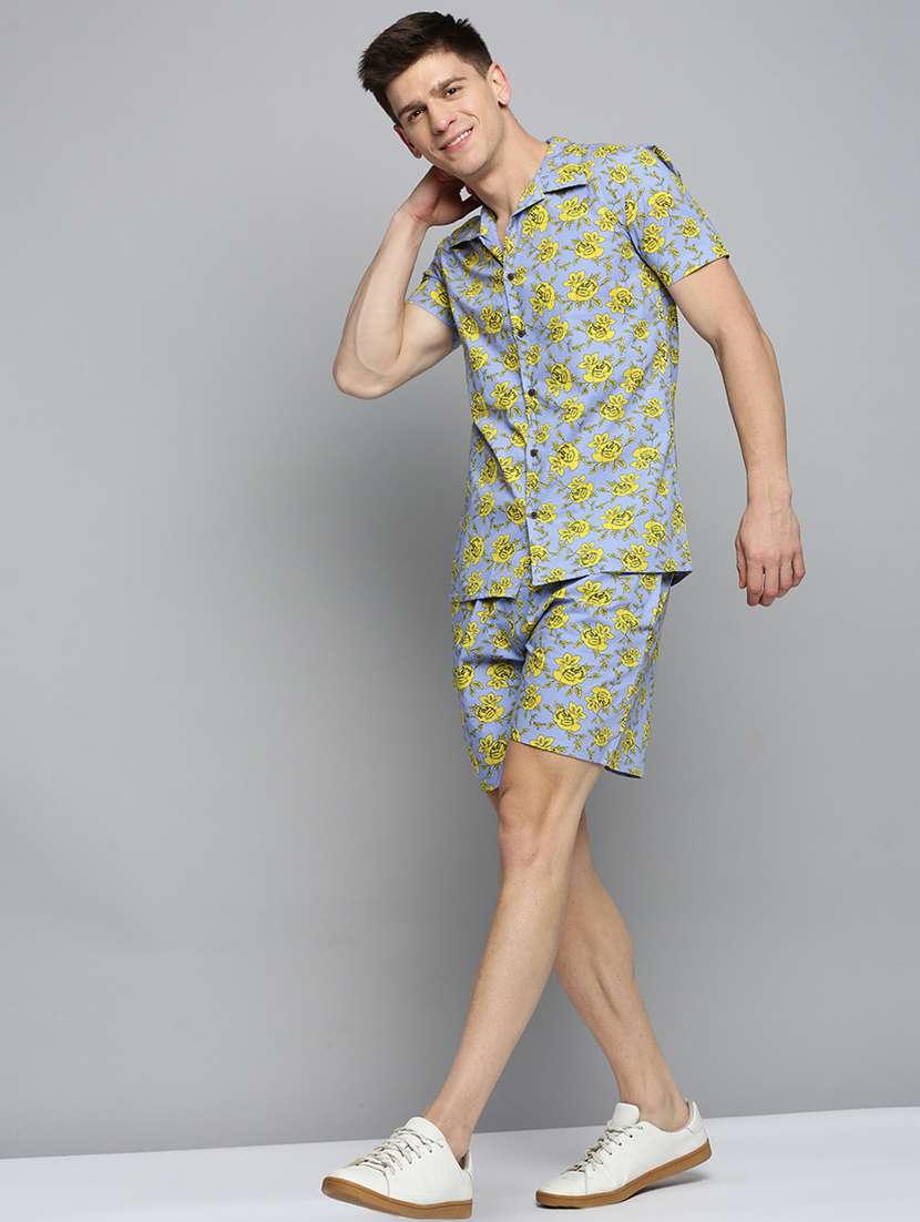 men's shirt and shorts printed co-ord set - 19409445 - Standard Image - 3