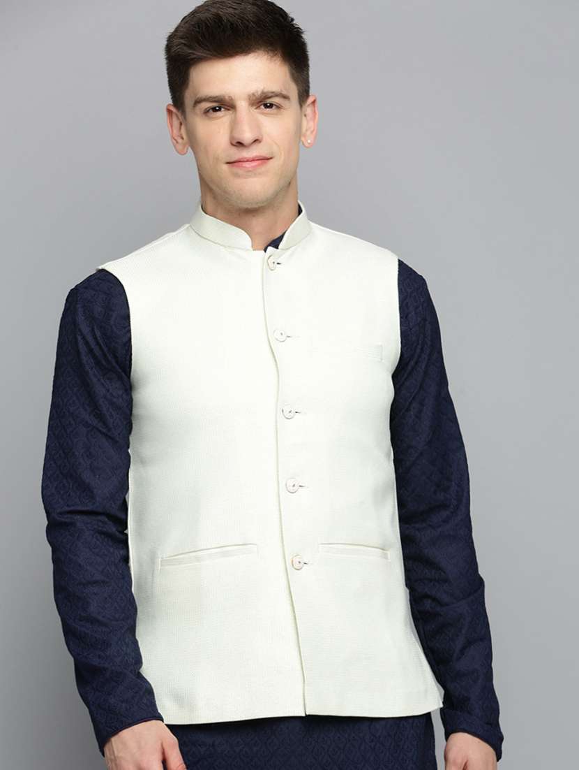 mandarin collar solid nehru jacket