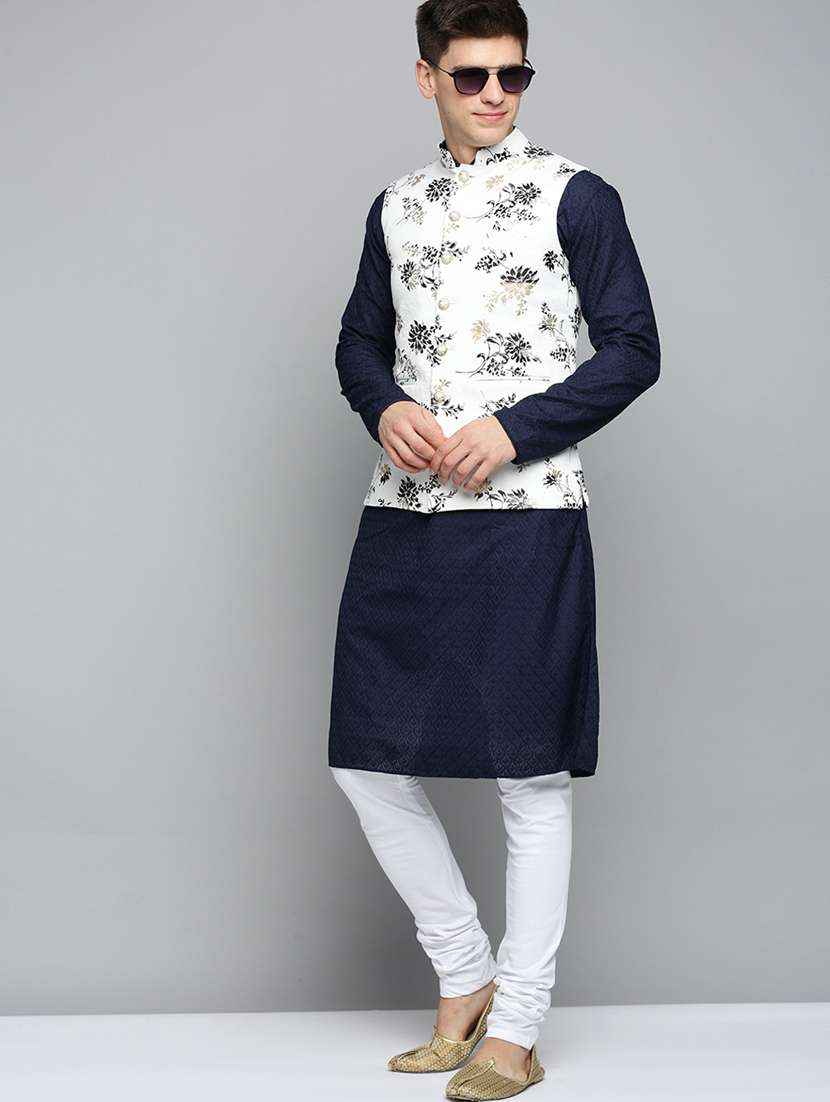 mandarin collar printed nehru jacket - 19409458 -  Standard Image - 3