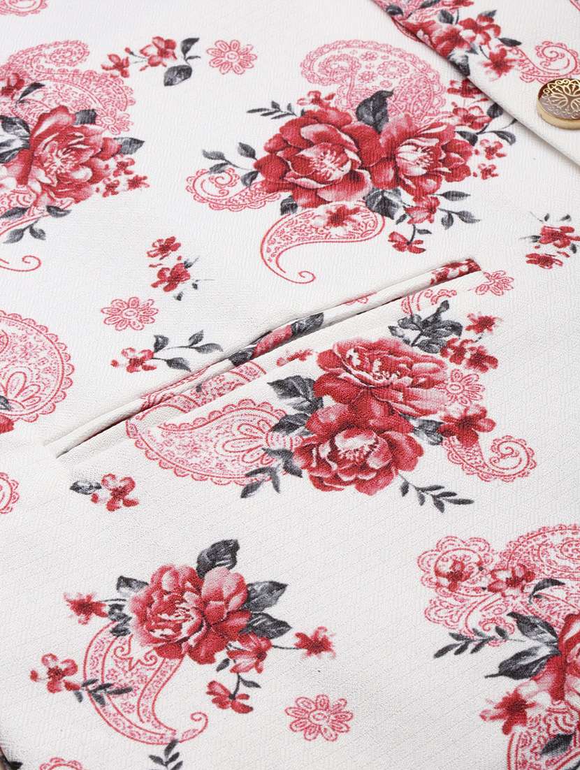 mandarin collar printed nehru jacket - 19409462 -  Standard Image - 5