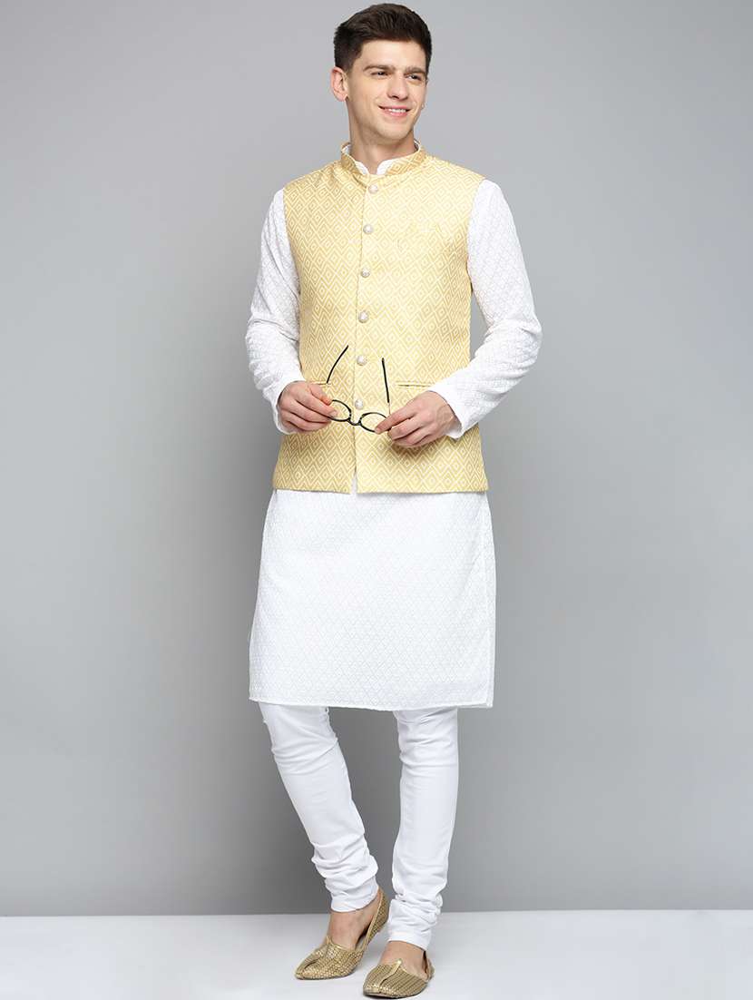 mandarin collar printed nehru jacket - 19409465 -  Standard Image - 3