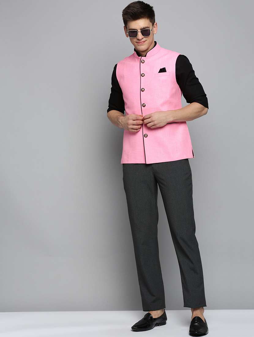 mandarin collar printed nehru jacket - 19409471 -  Standard Image - 3