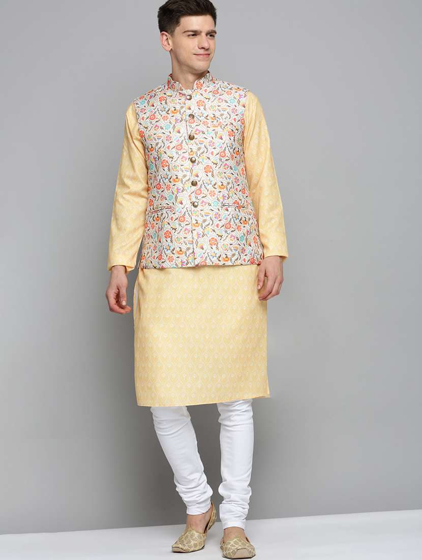 mandarin collar printed nehru jacket - 19409476 -  Standard Image - 3