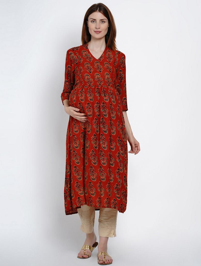 red printed maternity wear - 19409507 -  Zoom Image - 0