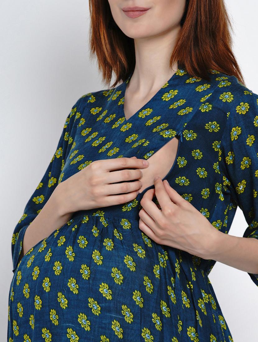 blue printed maternity wear - 19409508 - Standard Image - 5