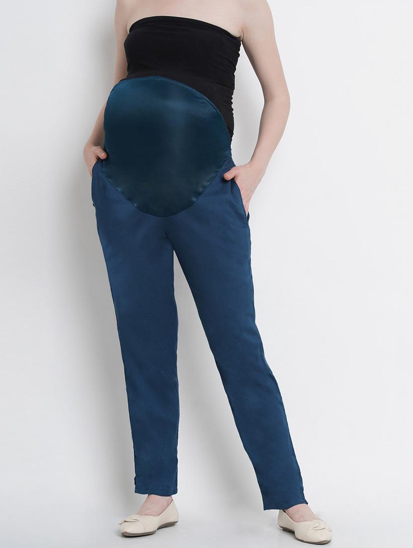 blue rayon maternity trouser - 19409530 -  Zoom Image - 0