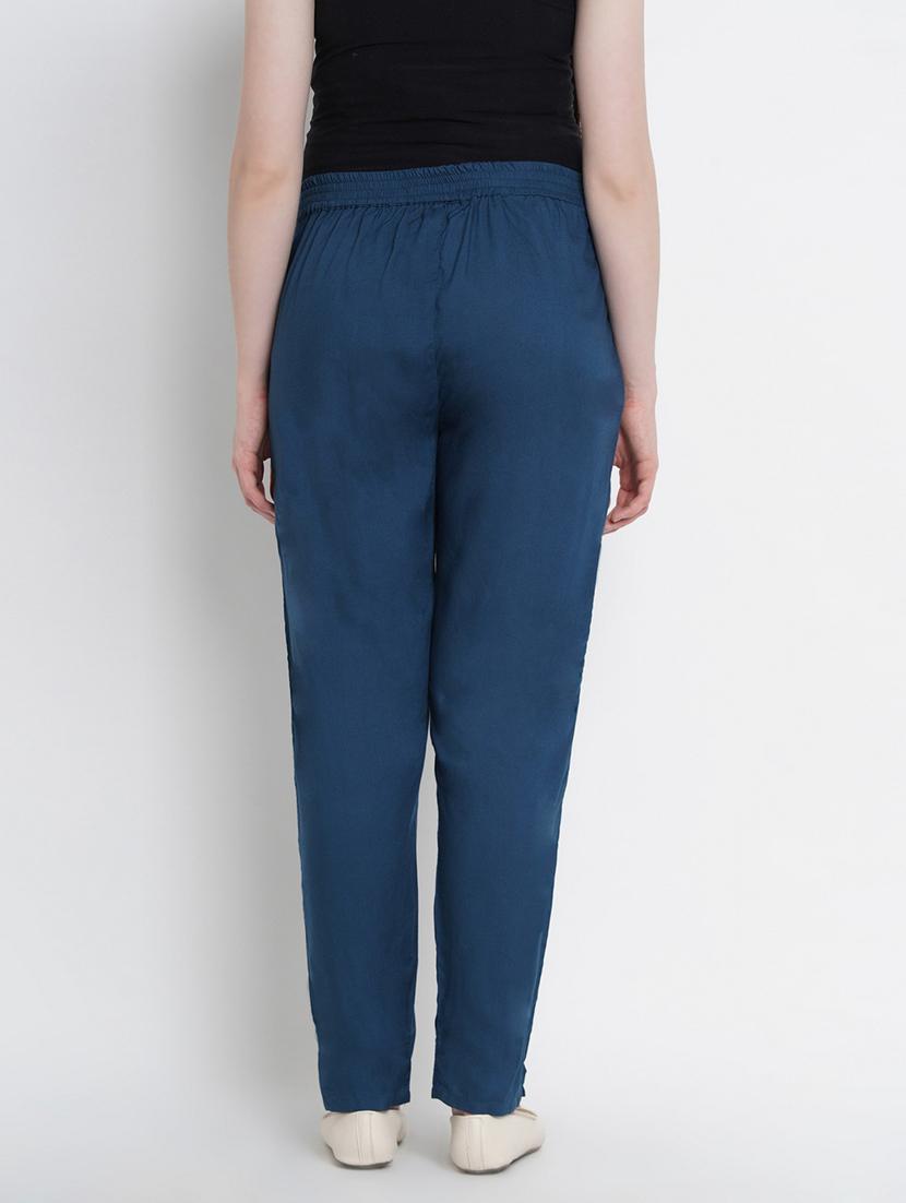 blue rayon maternity trouser - 19409530 - Standard Image - 3