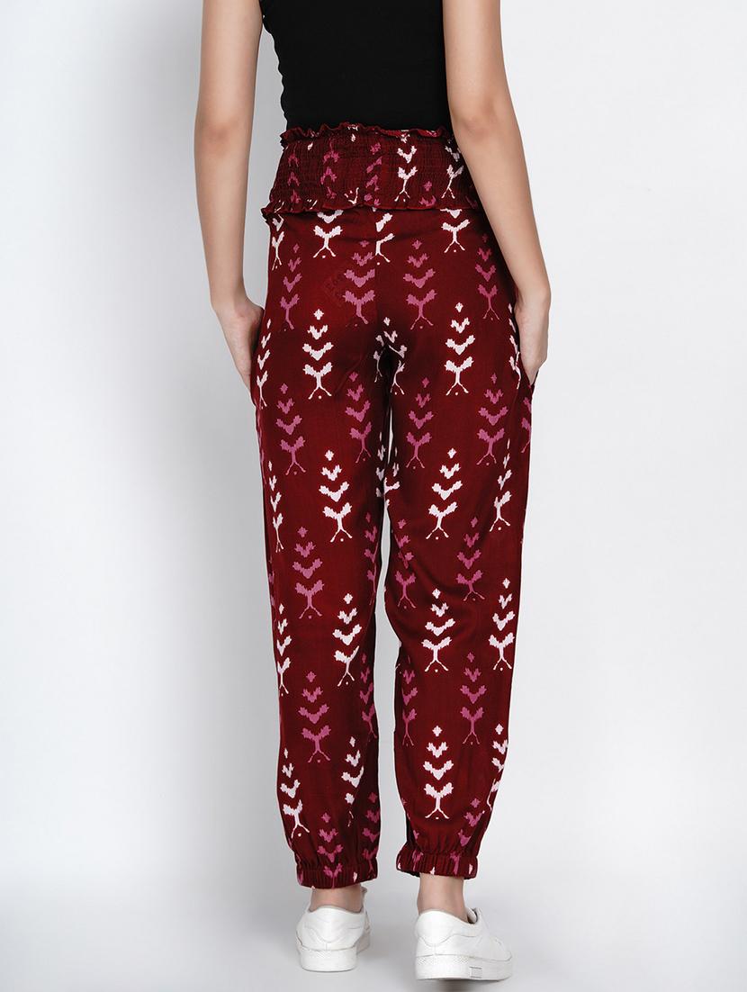 red printed rayon maternity jogger - 19409535 - Standard Image - 3