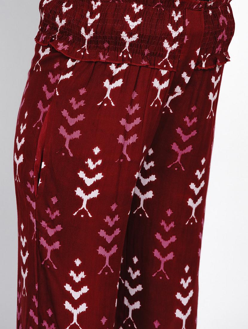 red printed rayon maternity jogger - 19409535 - Standard Image - 5