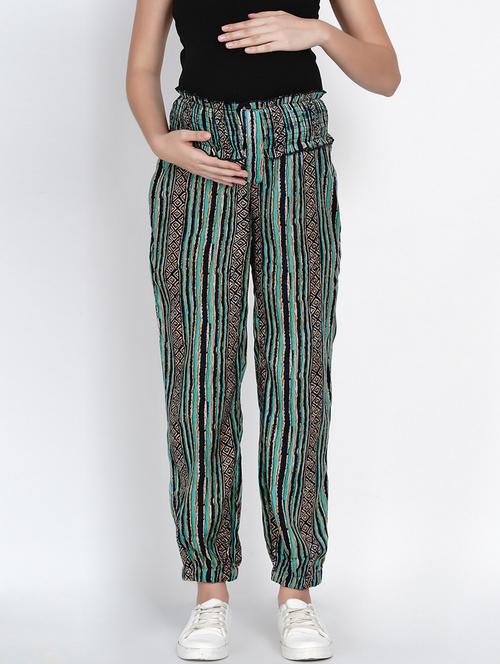 green striped rayon maternity jogger - 19409536 -  Standard Image - 0
