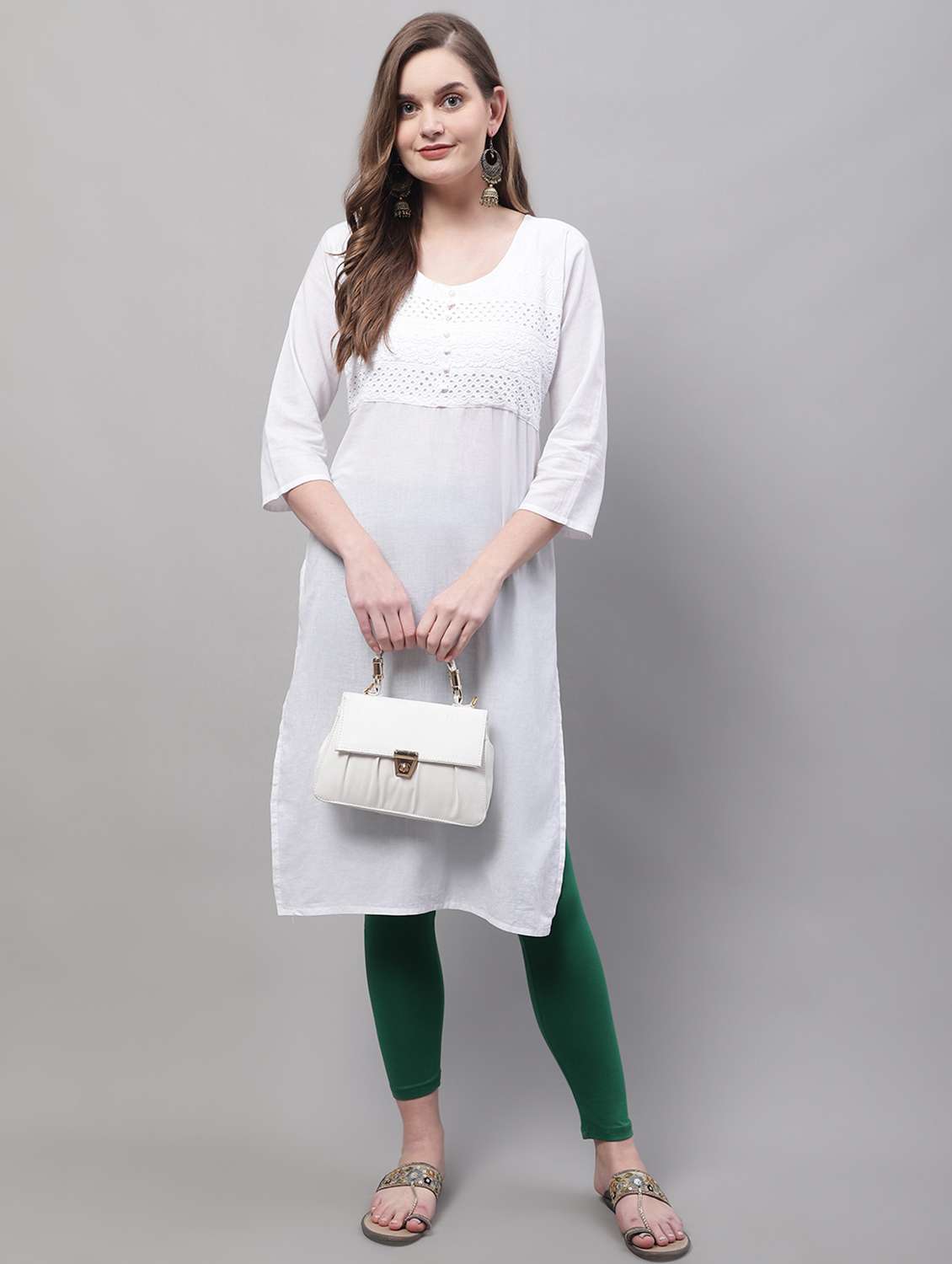 green cotton leggings - 19409735 - Standard Image - 3