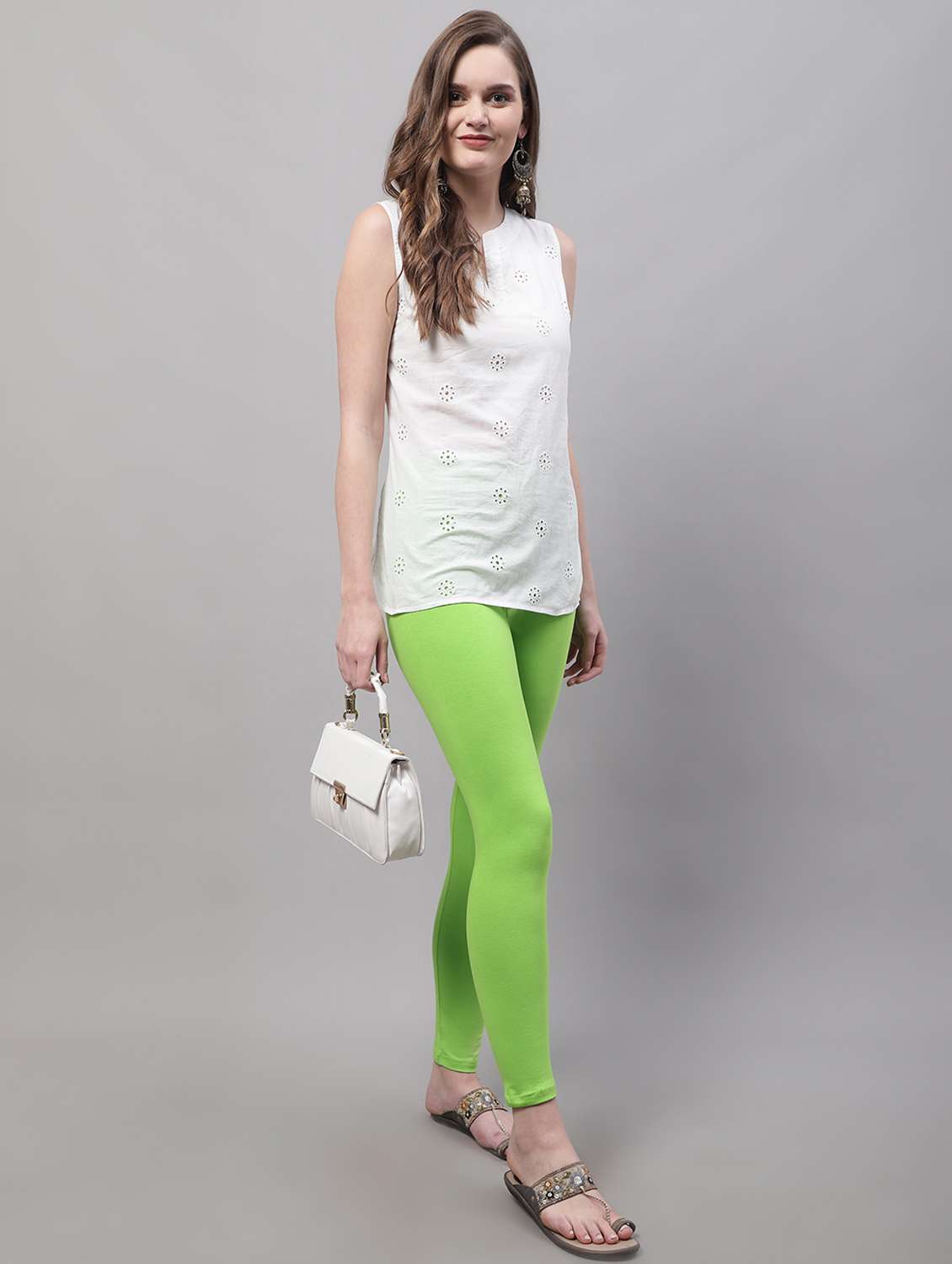green cotton leggings - 19409738 - Standard Image - 3