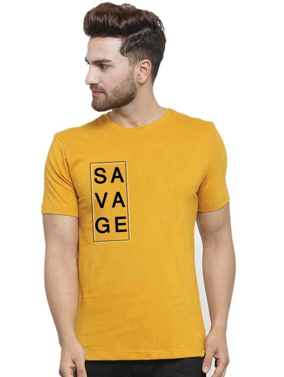 men round neck placement print t-shirt