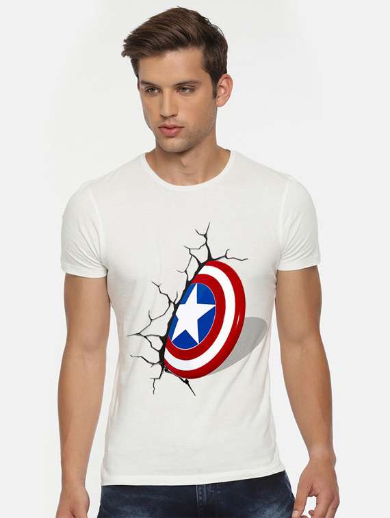men round neck front print t-shirt