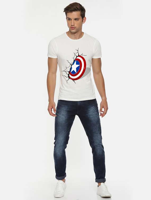 men round neck front print t-shirt - 19412032 - Standard Image - 3