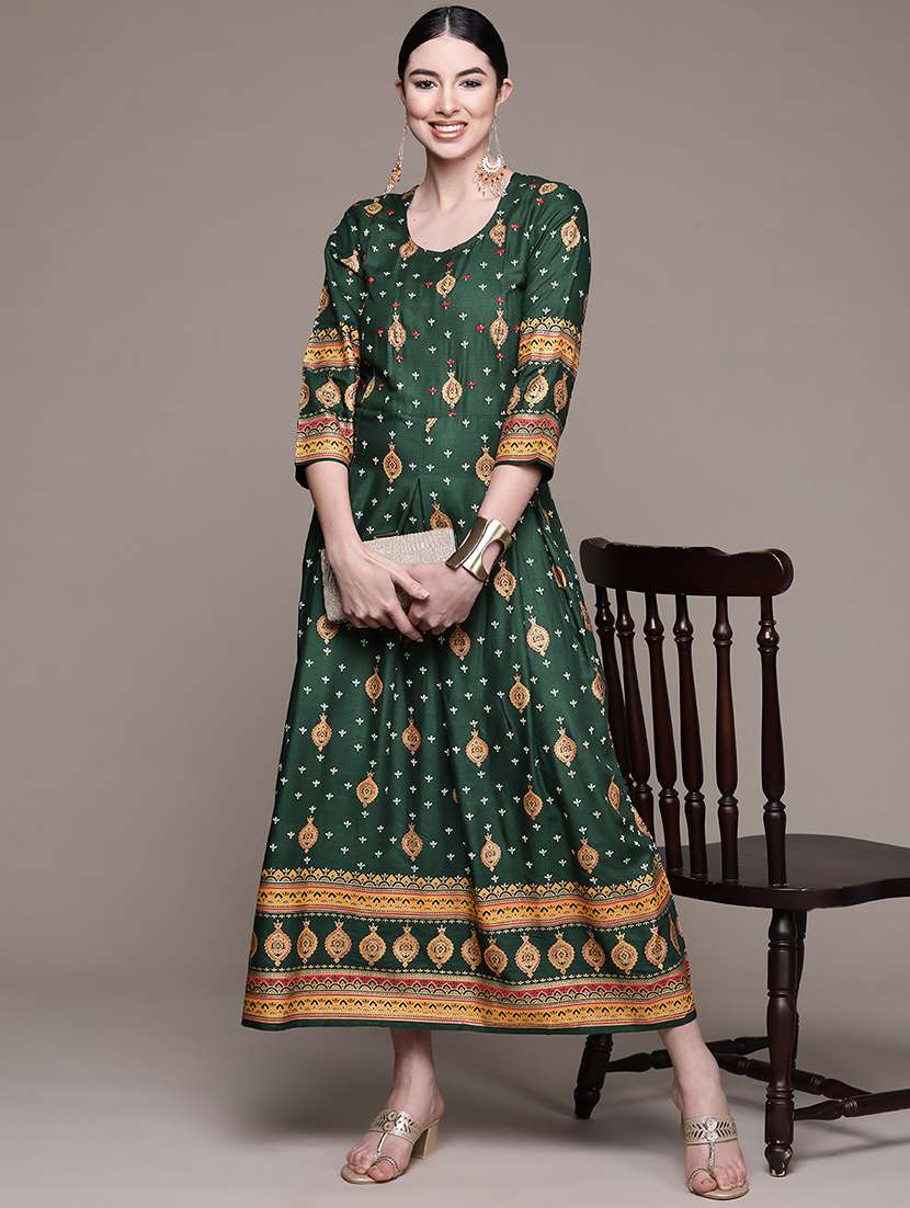women printed a-line dress - 19412119 - Standard Image - 3