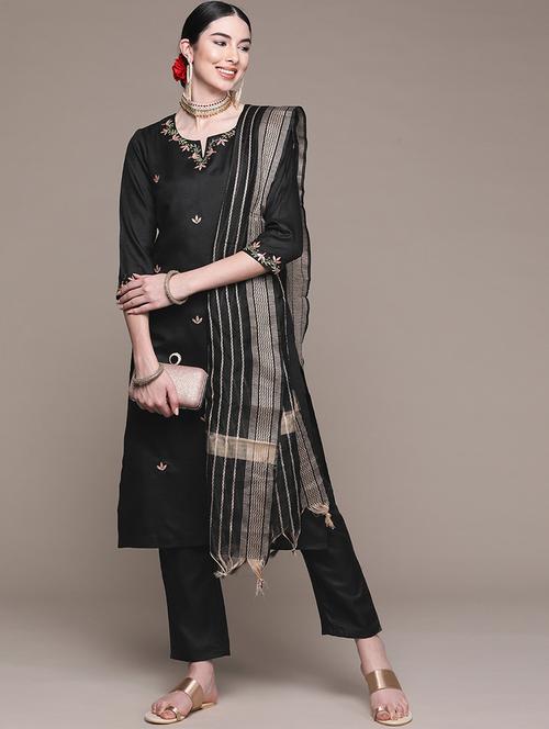 women black kurta pant set with dupatta - 19412579 - Standard Image - 0
