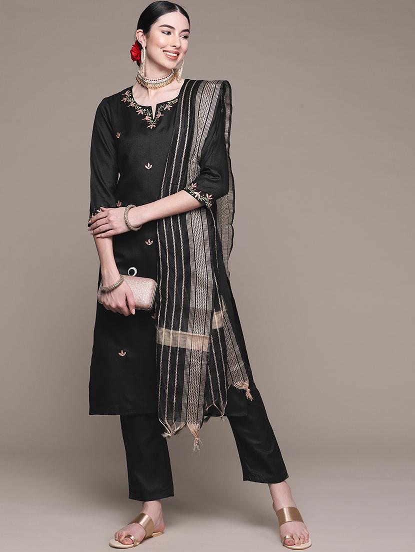 women black kurta pant set with dupatta - 19412579 - Zoom Image - 0