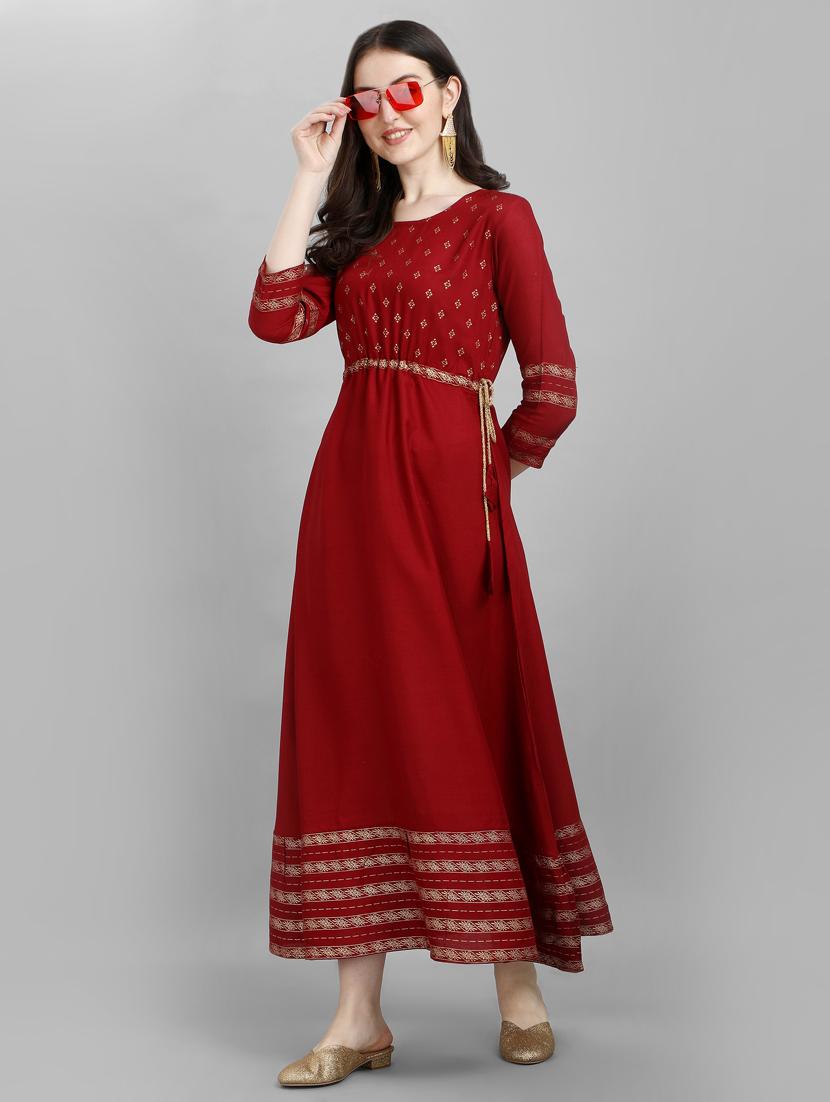 printed viscose anarkali kurta - 19413010 - Zoom Image - 0