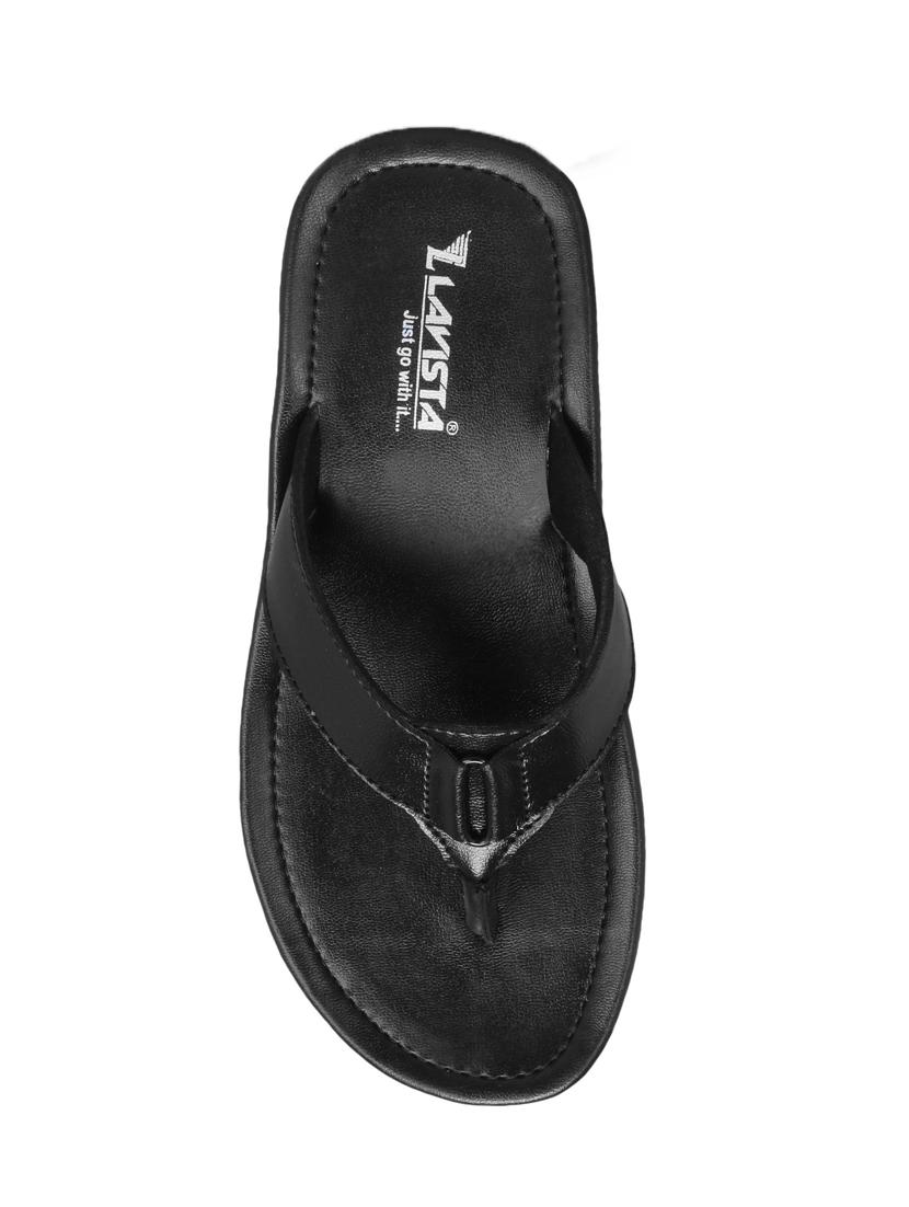 black synthetic slip on sandals - 19413075 - Standard Image - 3