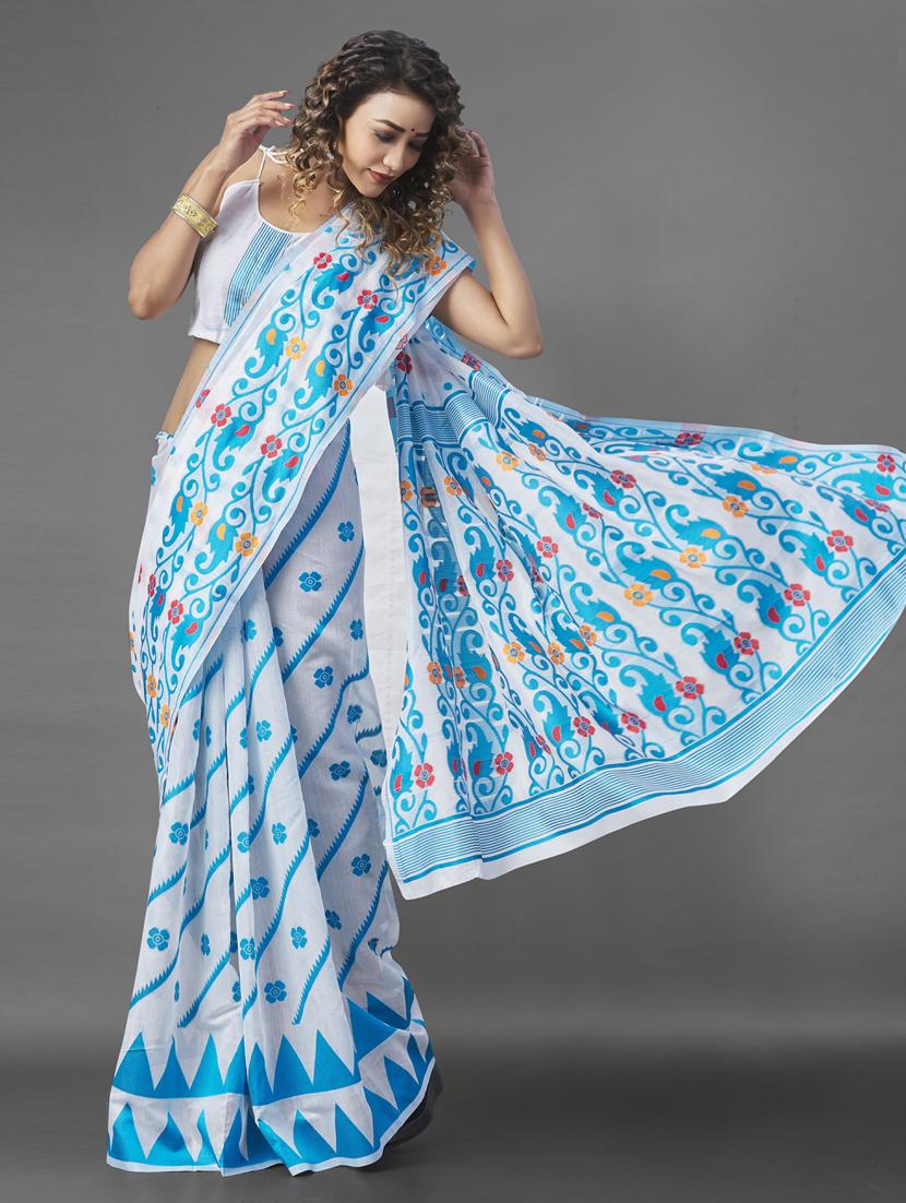 self design jamdani saree - 19413085 - Zoom Image - 0