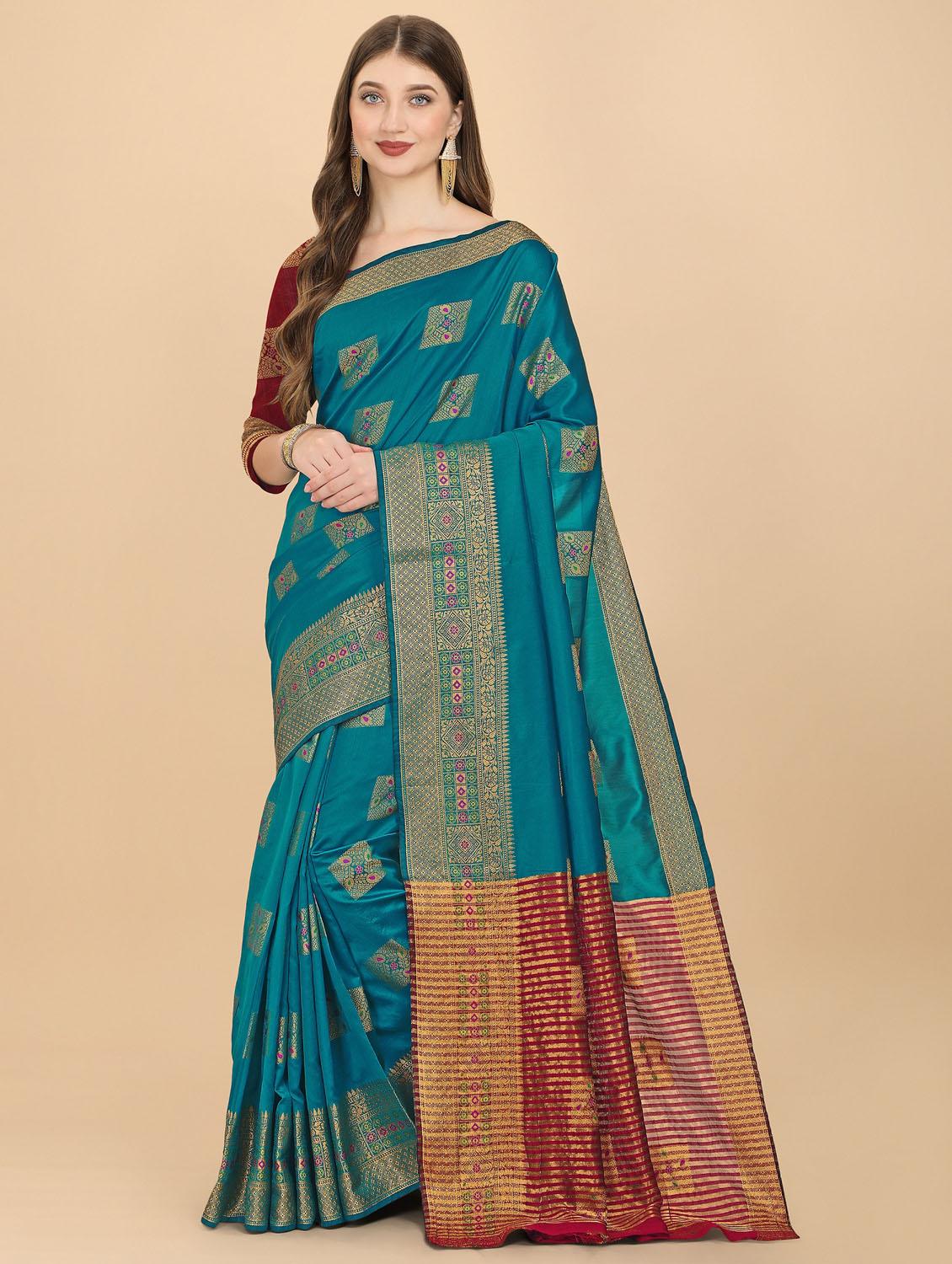 self design banarasi saree with blouse - 19413170 - Zoom Image - 0