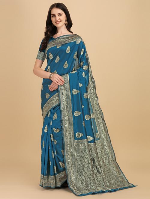 self design banarasi saree with blouse - 19413182 - Standard Image - 0