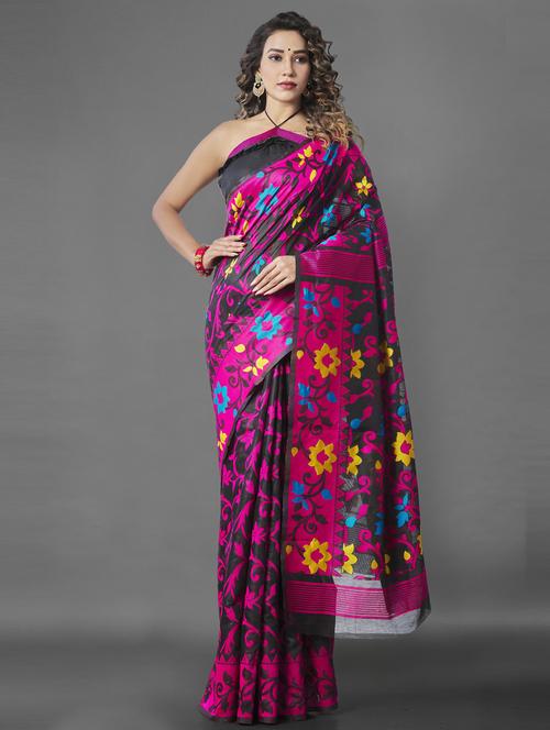 self design jamdani saree with blouse - 19413223 - Standard Image - 0