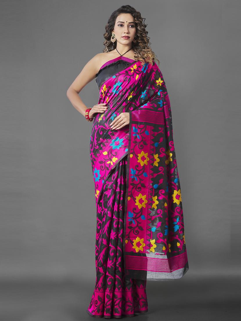 self design jamdani saree with blouse - 19413223 - Zoom Image - 0