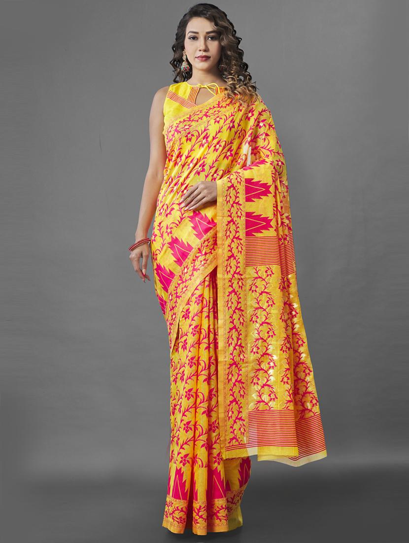self design jamdani saree with blouse - 19413235 - Zoom Image - 0