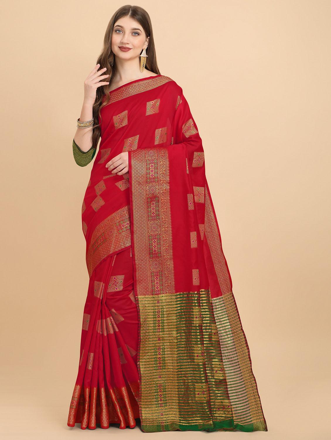 self design banarasi saree with blouse - 19413272 - Zoom Image - 0