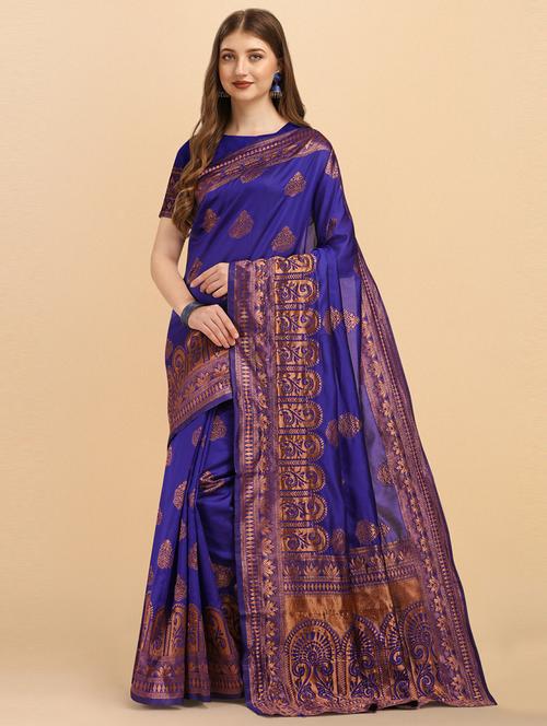 self design banarasi saree with blouse - 19413291 - Standard Image - 0