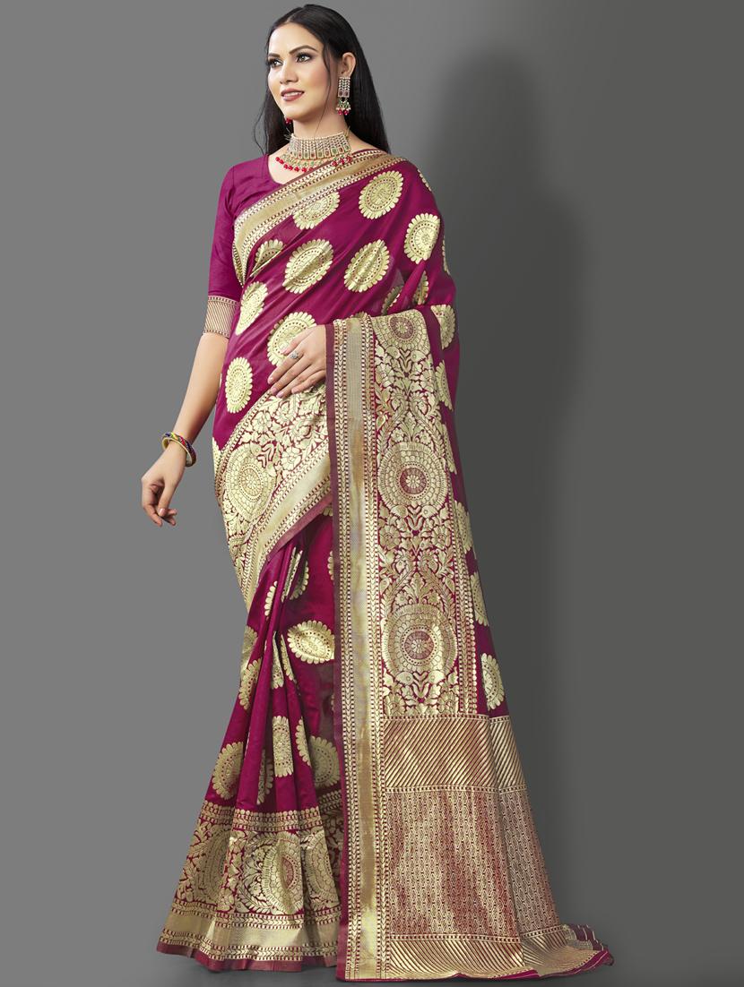 self design banarasi saree with blouse - 19413325 - Zoom Image - 0