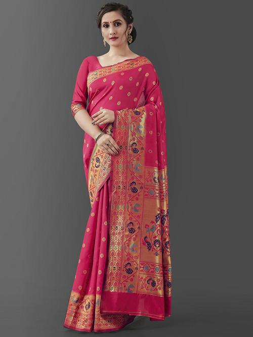 self design banarasi saree with blouse - 19413330 - Standard Image - 0