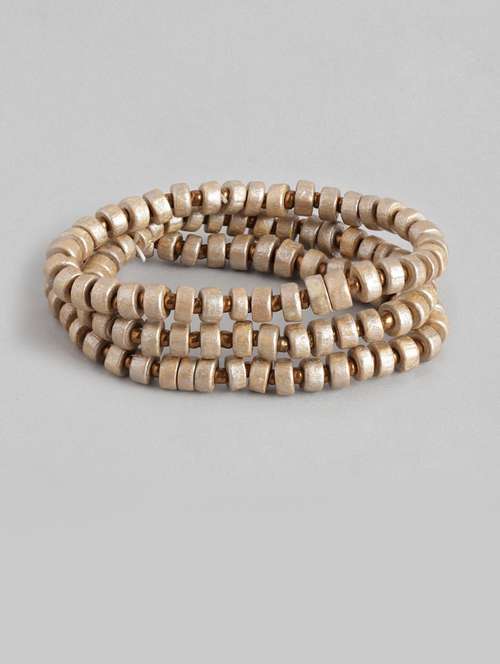 women set of 3 gold-toned elasticated bracelet - 19413429 - Standard Image - 0