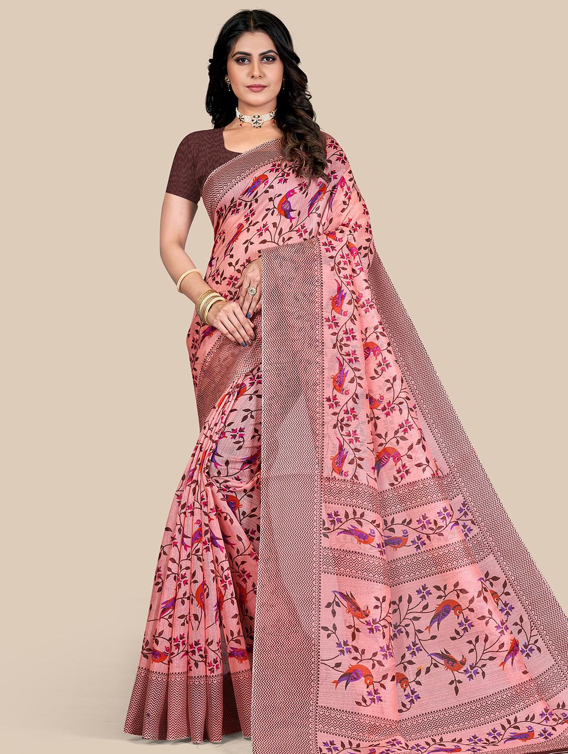 pink floral saree with blouse - 19413520 -  Zoom Image - 0