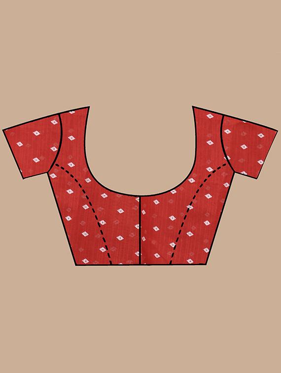 orange printed saree with blouse - 19413529 - Standard Image - 3