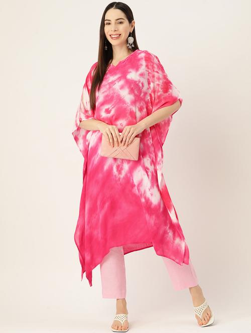 tie and dye notch neck kaftan - 19414229 -  Standard Image - 0
