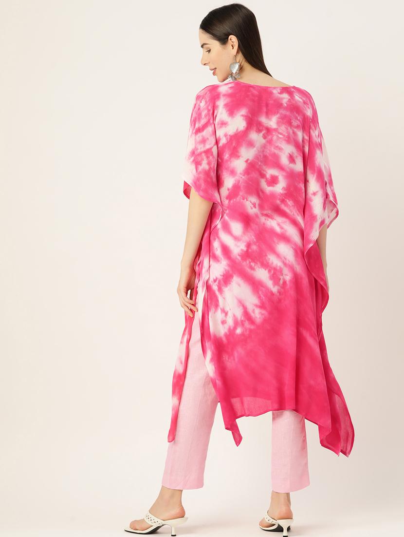 tie and dye notch neck kaftan - 19414229 - Standard Image - 3