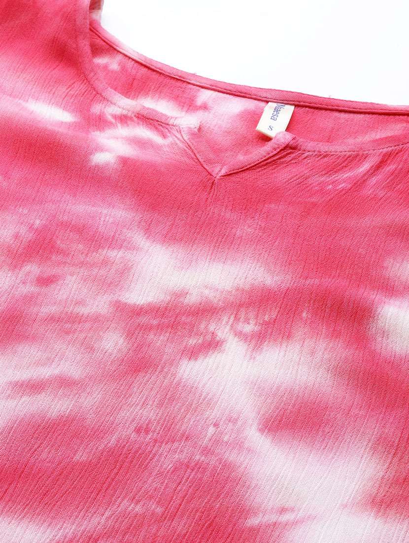 Tie And Dye Notch Neck Kaftan