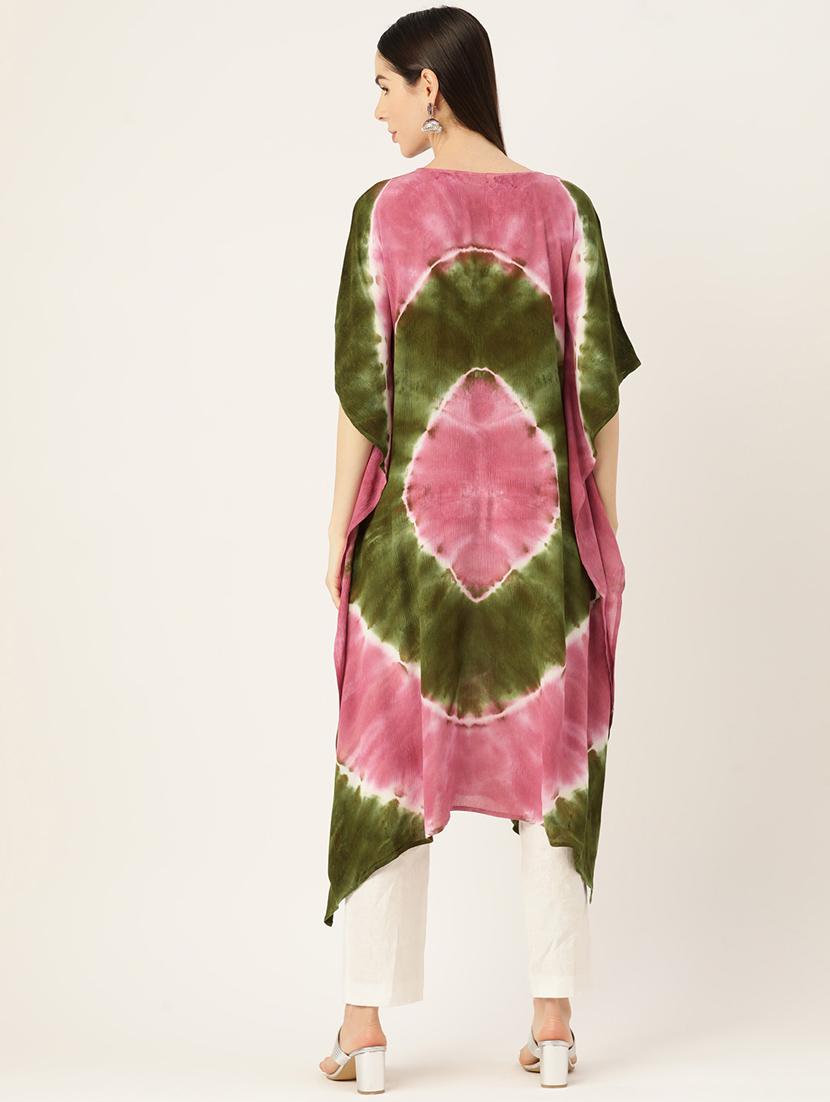 tie and dye notch neck kaftan - 19414234 - Standard Image - 3