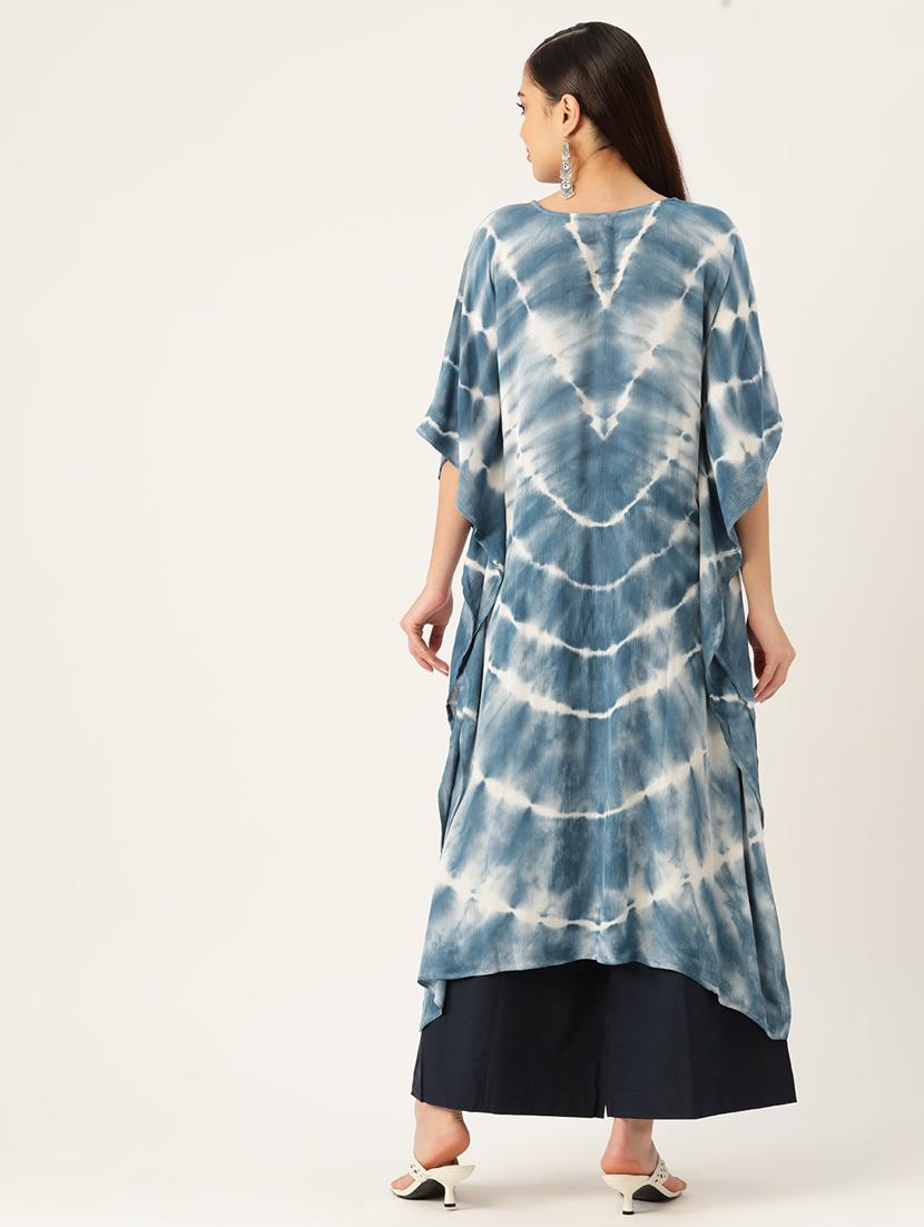 women tie and dye notch neck kaftan kurta - 19414236 - Standard Image - 3