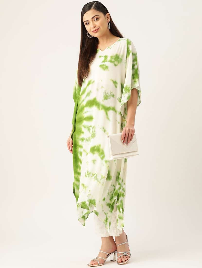 Tie And Dye Notch Neck Kaftan