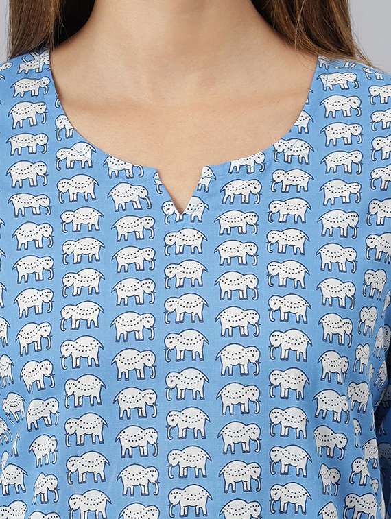 blue pinted pyjama set nightwear - 19416130 -  Standard Image - 3