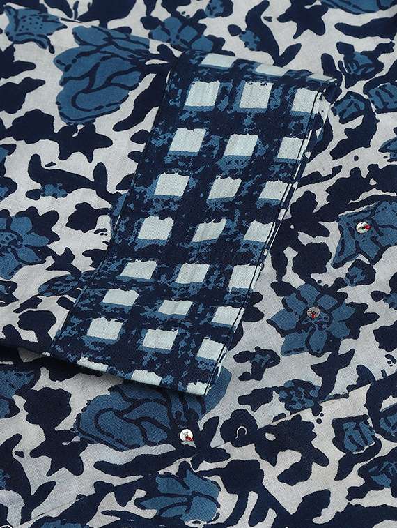 blue printed kurta, pant & dupatta set - 19416161 -  Standard Image - 5