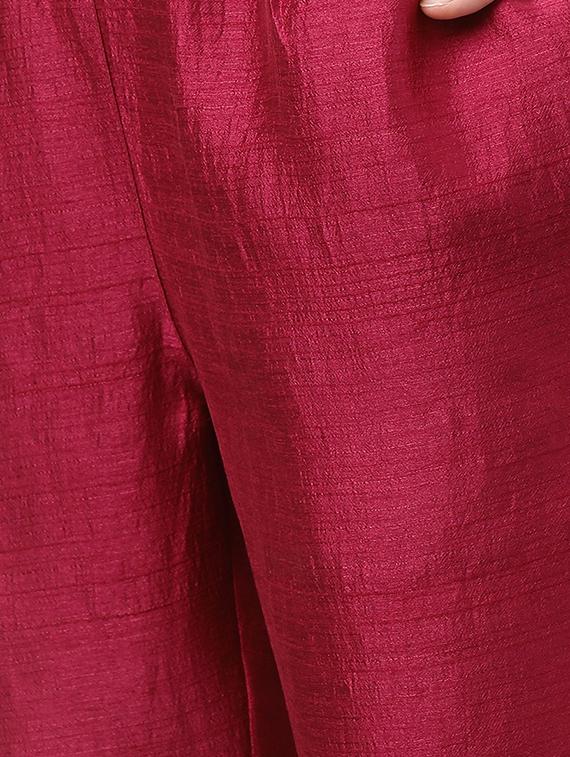 red solid kurta pant set - 19416164 - Standard Image - 3